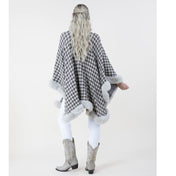 Kozy Chic Faux Fur HOUNDSTOOTH Cape Luxurious Style and Comfort