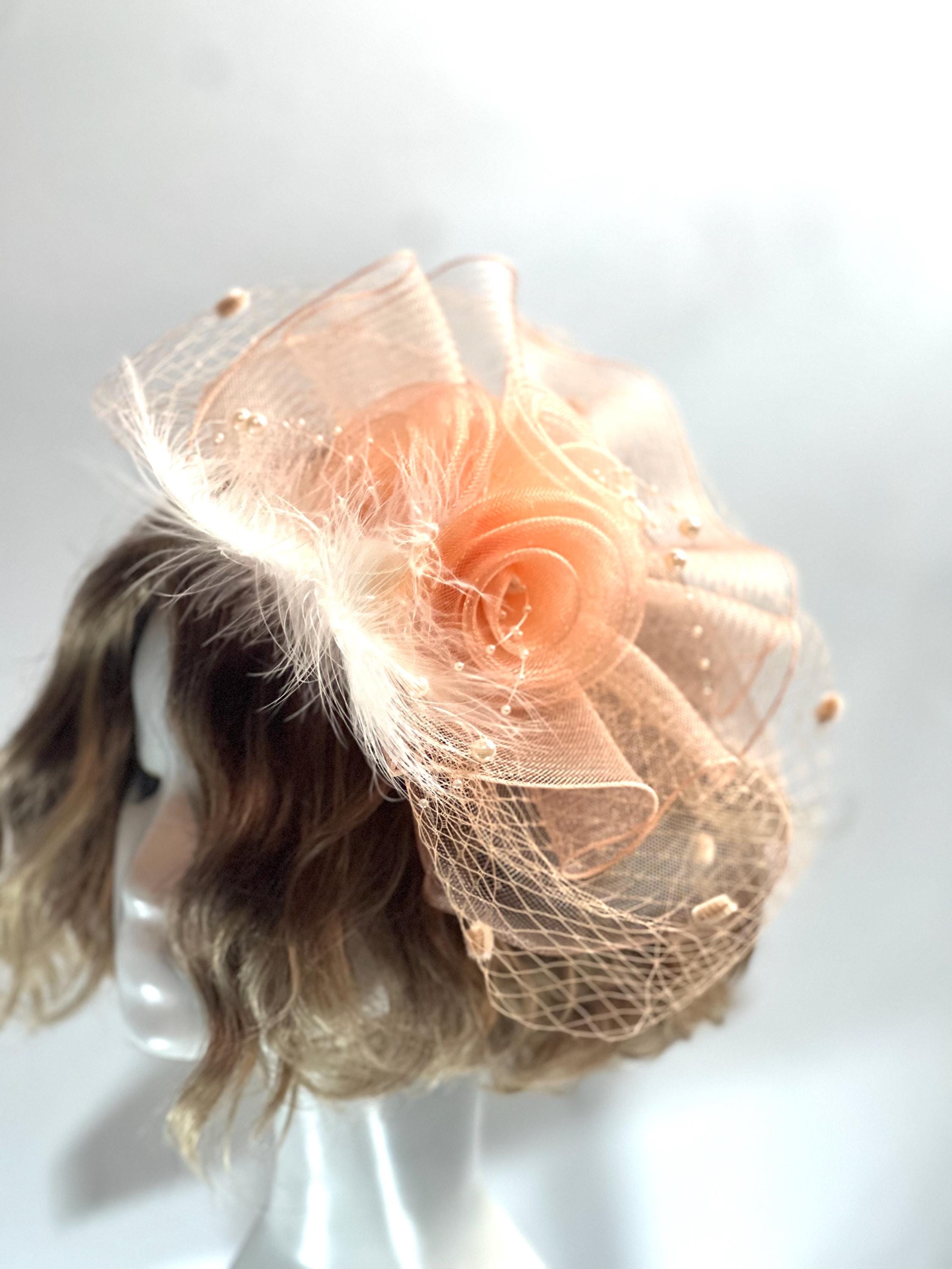 Orange Handmade Fascinator – Elegant Timeless Headpiece Tea Hat Wedding Fascinator Church Hat Birthday Fascinator Hat Mini Hat