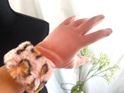 Rose PINK Faux Fur GLOVES  Plush Faux Fur Trim Gloves – Softness and Style Combined