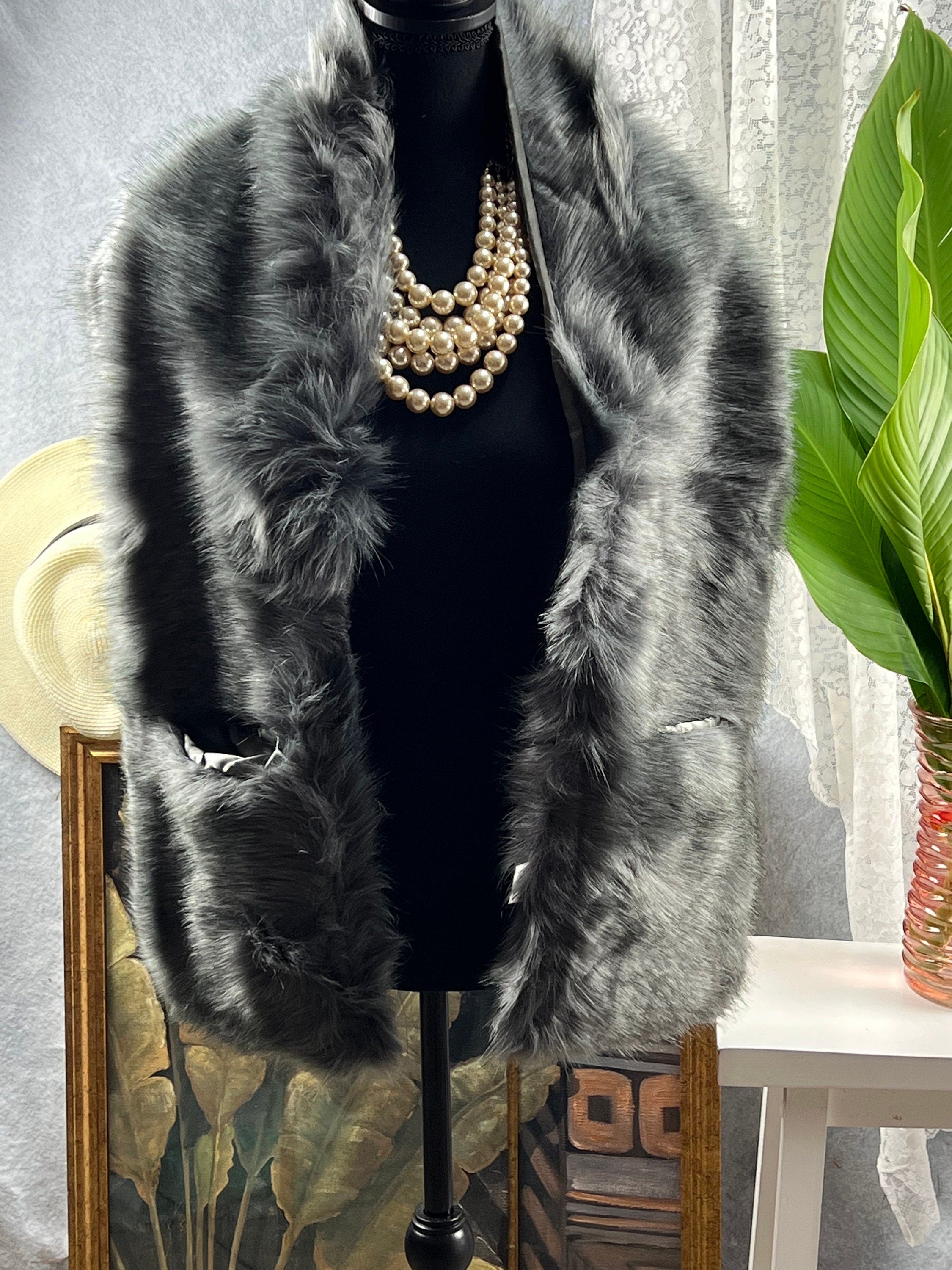 Gray Shawl With Pocket Faux Fur Shawl Luxe Warmth Meets Practicality