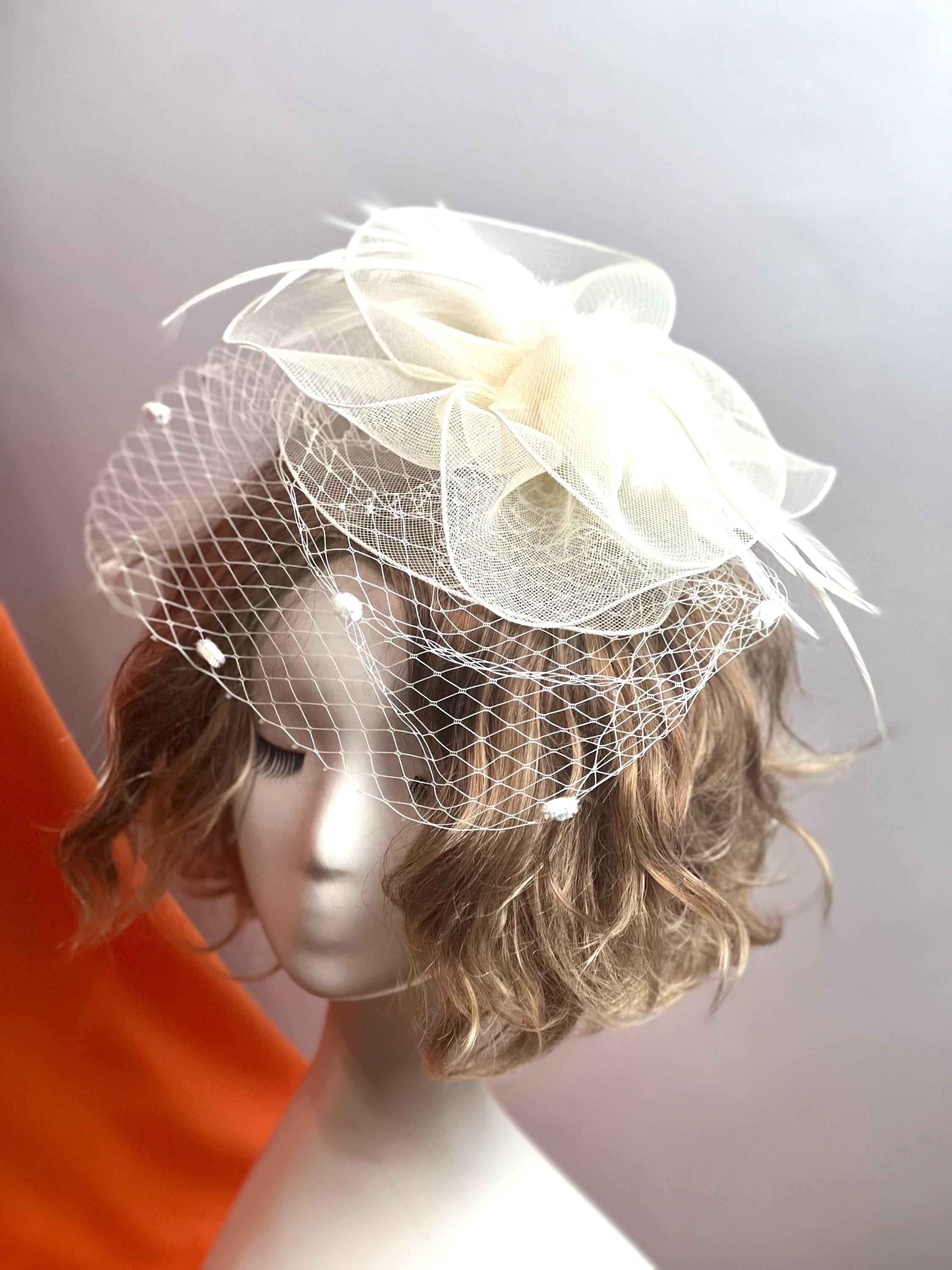 Ivory Handmade Fascinator – Elegant Timeless Headpiece Tea Hat Wedding Fascinator Church Hat Birthday Fascinator Hat Mini Hat