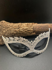 Silvee Crystal Masquerade Mask – Sparkling Bling Eye Mask with Ribbon Tie