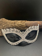 Silvee Crystal Masquerade Mask – Sparkling Bling Eye Mask with Ribbon Tie