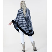 Kozy Chic Faux Fur HOUNDSTOOTH Cape Luxurious Style and Comfort