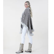 Kozy Chic Faux Fur HOUNDSTOOTH Cape Luxurious Style and Comfort