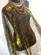 BLACK Gold Sparkle Metallic Sequin Scarf – Bling Evening Shawl with Tassel Details