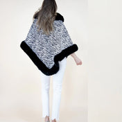 Zebra Print Black and White Faux Fur PONCHO