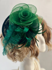 Green Handmade Fascinator – Elegant Timeless Headpiece Tea Hat Wedding Fascinator Church Hat Birthday Fascinator Hat Mini Hat