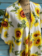 Sunflowers blouse, Sun flowers kimono, Summer wrap Beach coverup Kimono Sunflower decor wrap Beachwear Resort Coverup Cruise wear summer