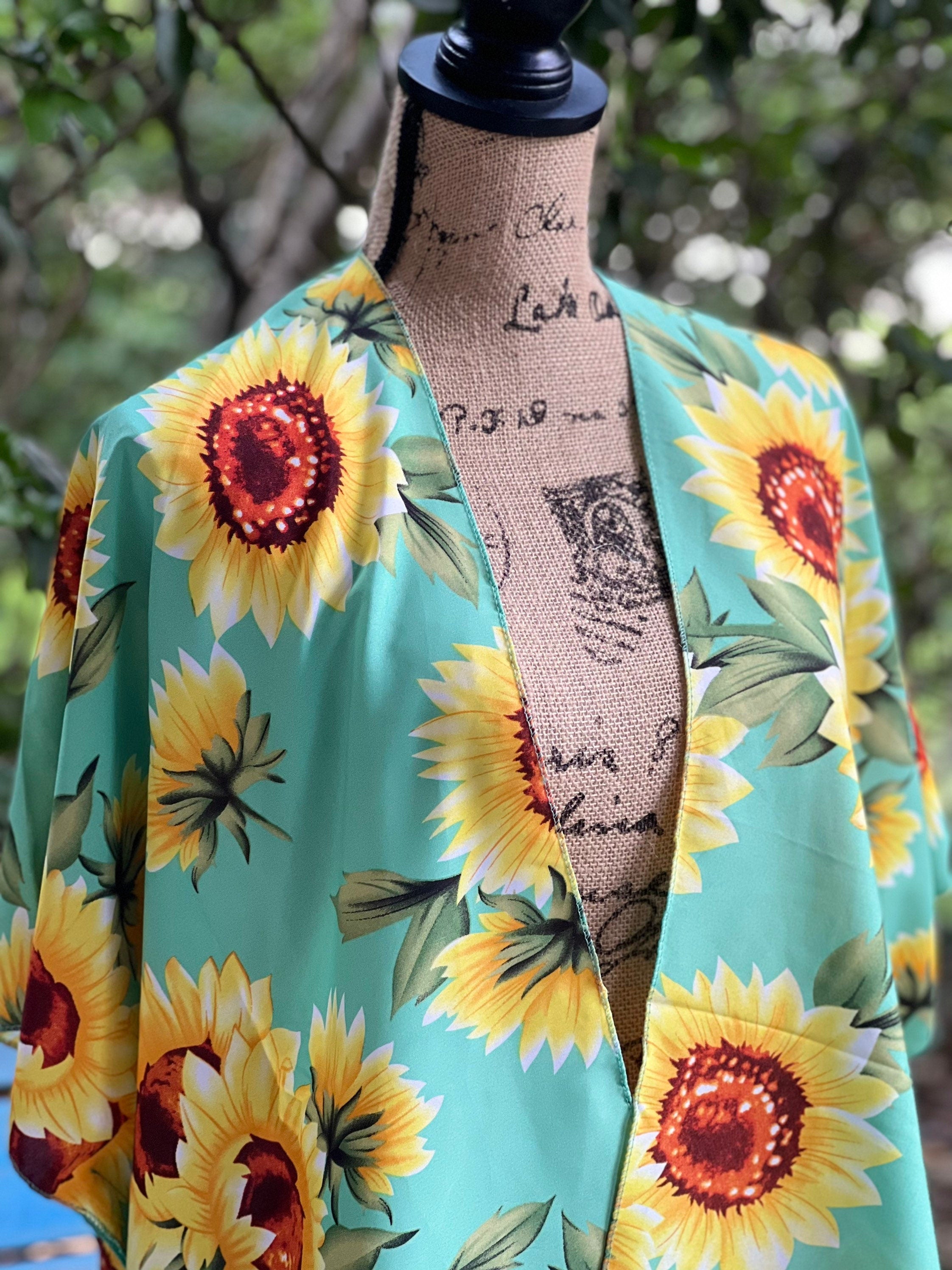 Sunflowers blouse, Sunflowers kimono Beachwear Resort Coverup Cruise wear summer Summer wear beach coverup