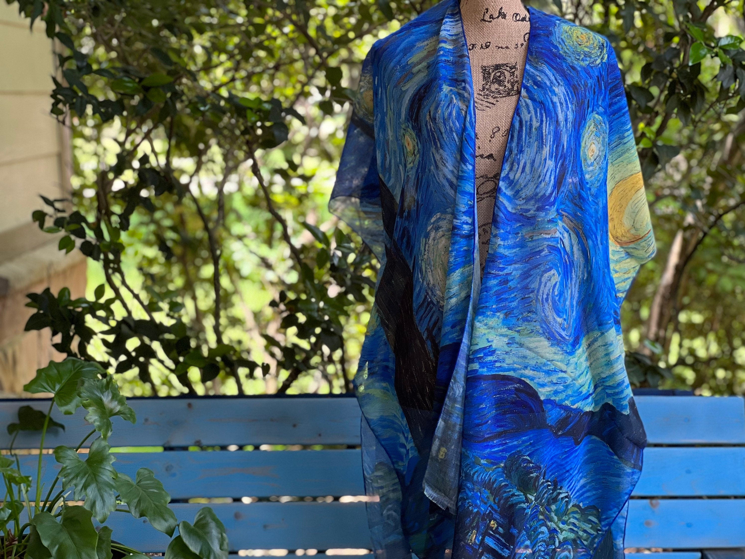 Starry Night Kimono Art print the Starry Night by Van Gogh blouse, Starry Night Van Gogh kimono, Summer wrap Summer wear beach coverup