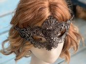 Silver Black Floral lace Eye Mask. Masquerade Ball Dance Party Mask. Wedding mask. Prom mask. Party eye mask