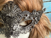 Silver Black Floral lace Eye Mask. Masquerade Ball Dance Party Mask. Wedding mask. Prom mask. Party eye mask