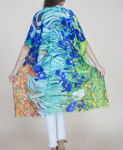 Art print The Irises by Van Gogh blouse, The Irises Van Gogh kimono, Summer wrap Summer wear beach coverup