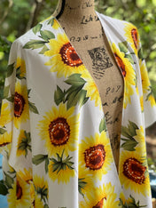 Sunflowers blouse, Sun flowers kimono, Summer wrap Beach coverup Kimono Sunflower decor wrap Beachwear Resort Coverup Cruise wear summer