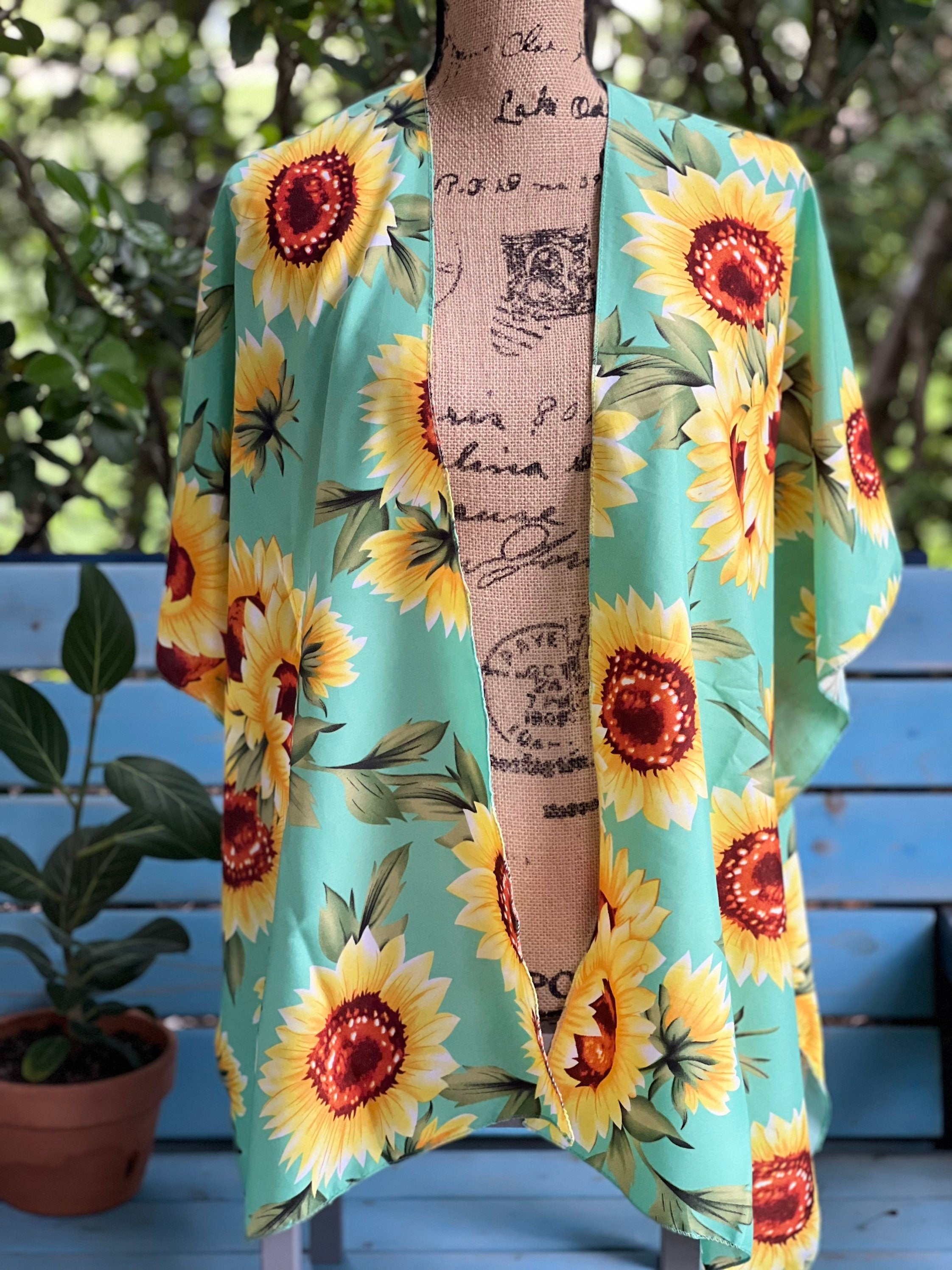 Sunflowers blouse, Sunflowers kimono Beachwear Resort Coverup Cruise wear summer Summer wear beach coverup