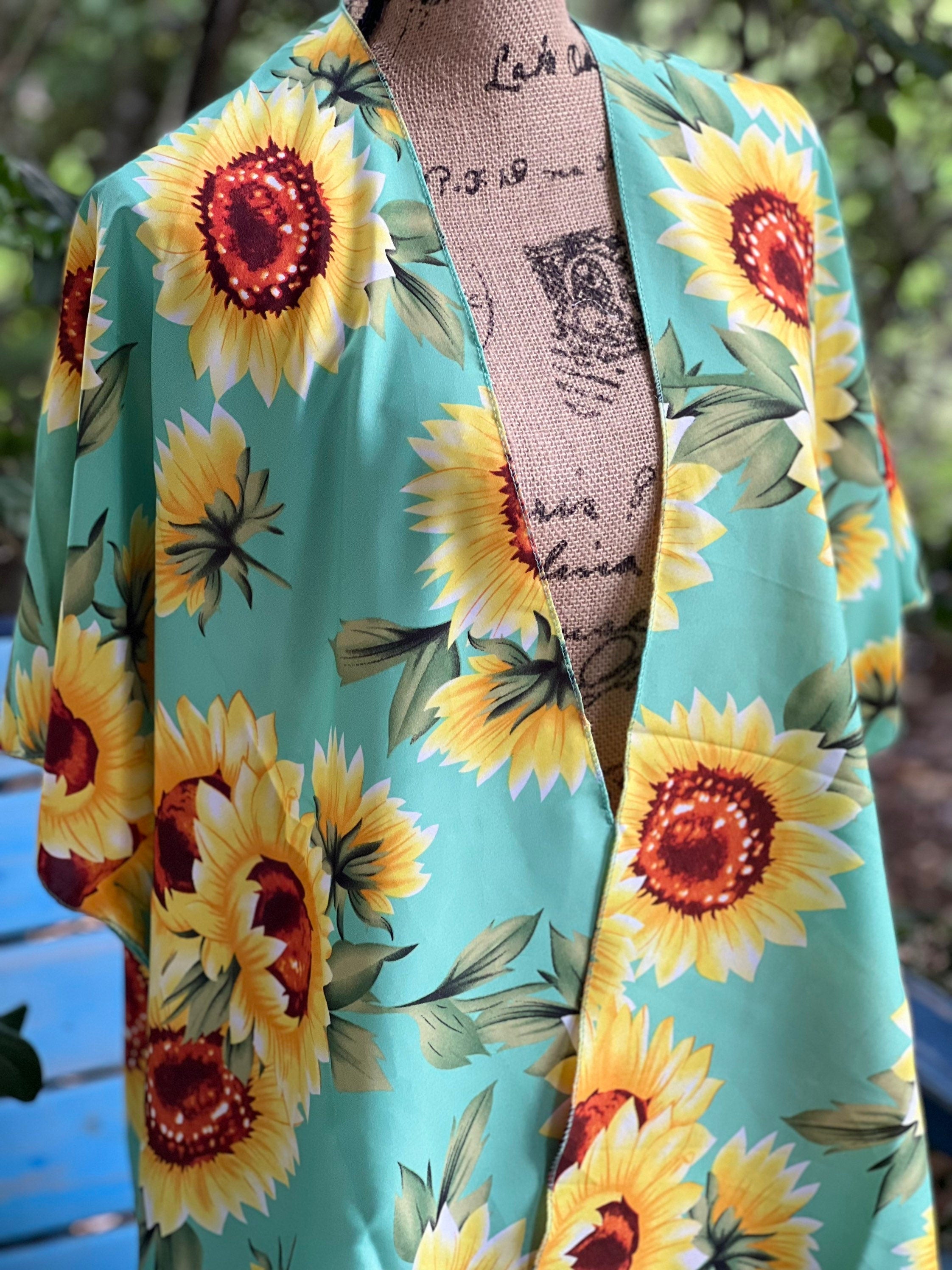 Sunflowers blouse, Sunflowers kimono Beachwear Resort Coverup Cruise wear summer Summer wear beach coverup