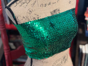 GREEN SEQUIN Bandeau top, Strapless Bra Top, Shiny Sequin Party Cropped Strapless Bandeau Stretch Tube Top. More colors available