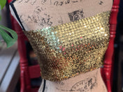 GOLD SEQUIN Bandeau top, Strapless Bra Top, Shiny Sequin Party Cropped Strapless Bandeau Stretch Tube Top. More colors available