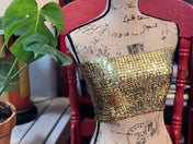 GOLD SEQUIN Bandeau top, Strapless Bra Top, Shiny Sequin Party Cropped Strapless Bandeau Stretch Tube Top. More colors available