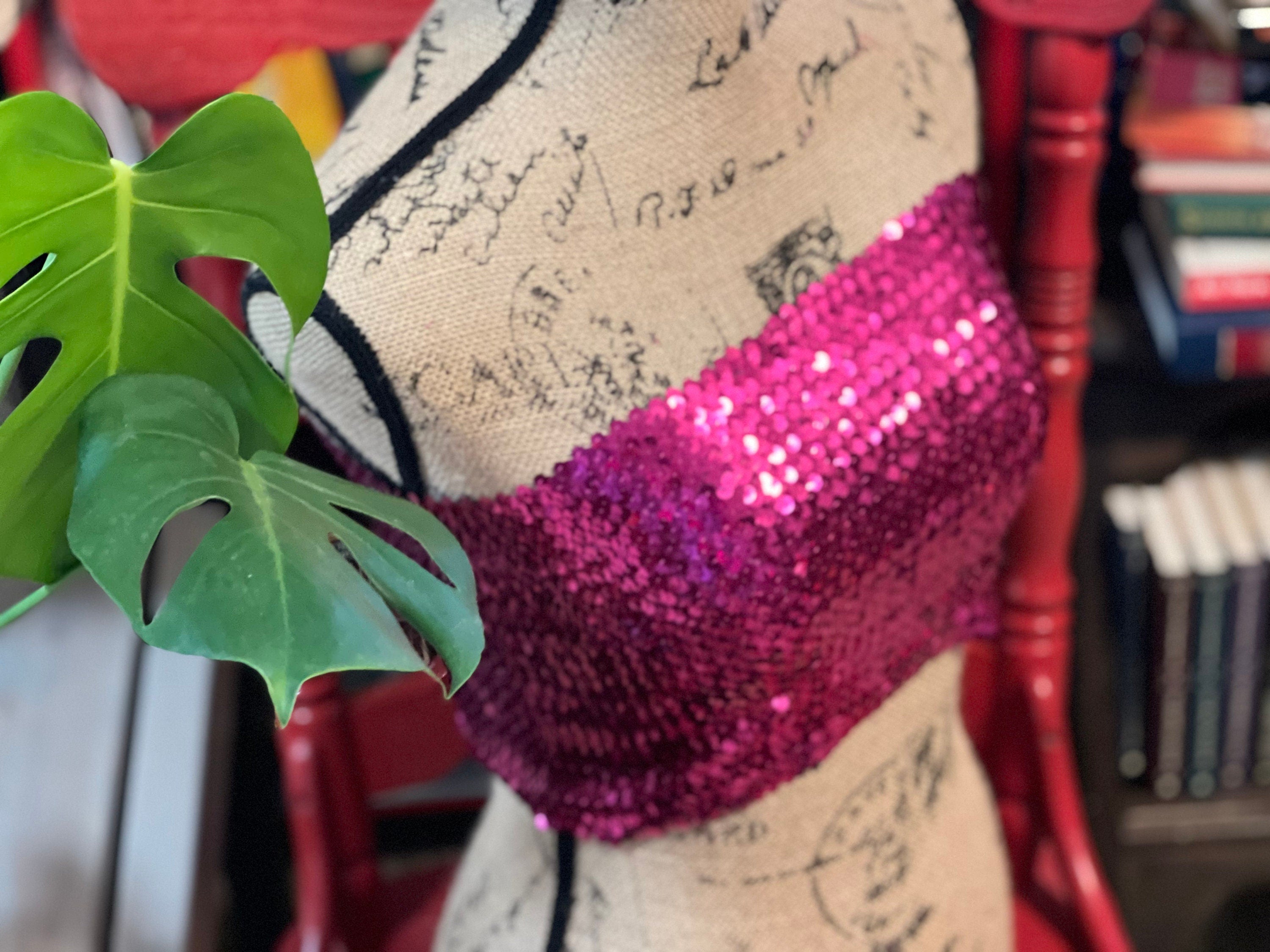 Sequin Tube Top SEQUIN Bandeau top, Strapless Bra Top, Shiny Sequin Party Cropped Strapless Bandeau Stretch Tube Top. More colors