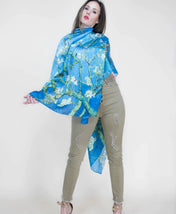 The Almond Blossom by Van Gogh 35"x72" silky scarf, Van Gogh shawl, Summer wrap. Almond blossom scarf. Van Gogh Gift Beach Coverup Shawl