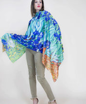 Irises Masterpiece Classic Artwork 35" x 72" Shawl: Versatile Neck Scarf, Head Scarf, Summer Scarf, Beach Coverup, and Unique Gift Scarf