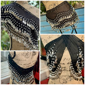 Black Tassel Hip Scarf, Belly Dance Belt Performance Skirt. Belly Dance Hip Scarf Skirt Waist Chance Dance Belt Festival Clothing