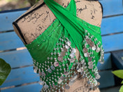 Green Tassel Hip Scarf, Belly Dance Belt Performance Skirt. Belly Dance Hip Scarf Skirt Waist Chance Dance Belt Festival Clothing