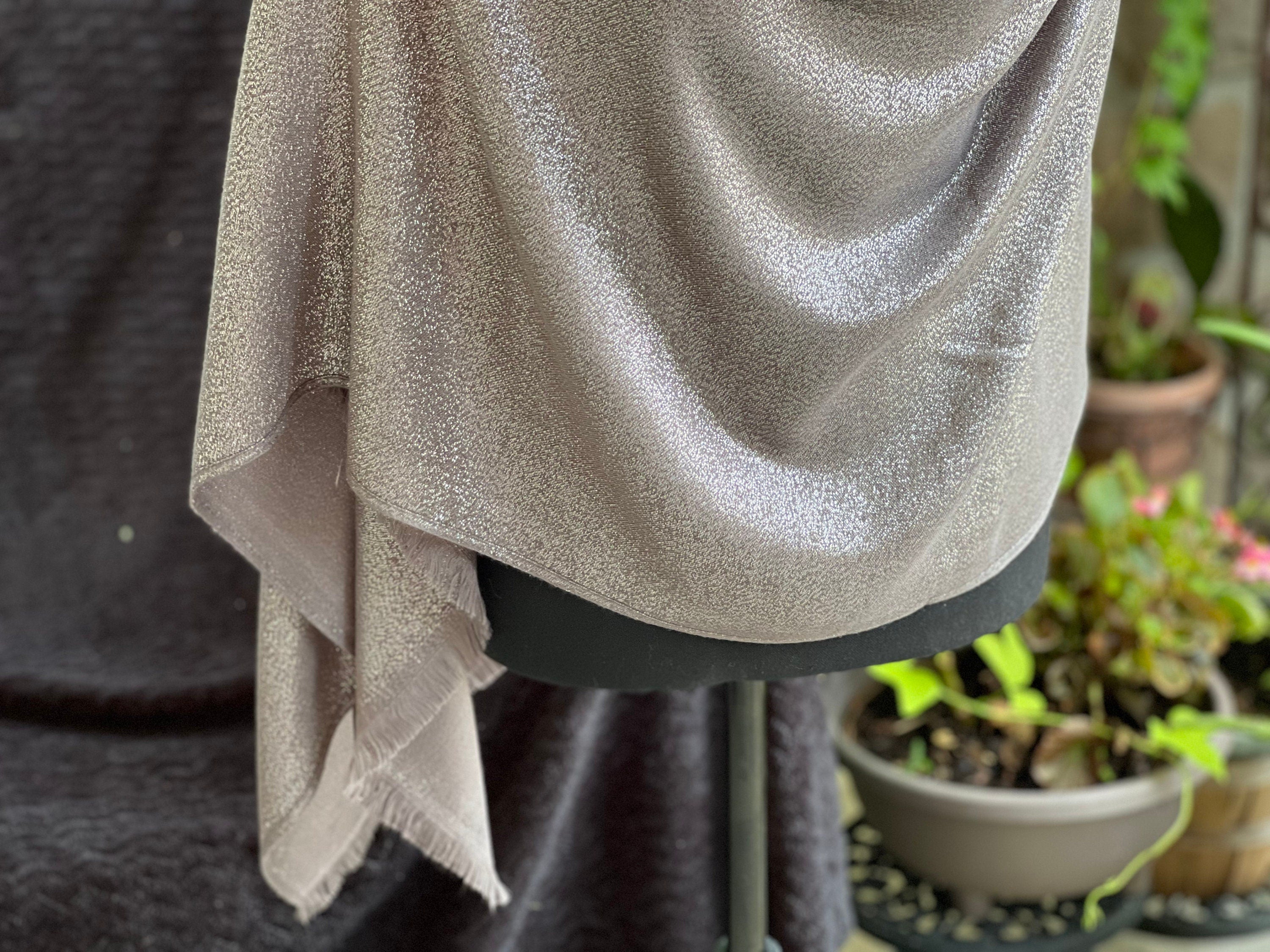 Light Gray Glitter Shimmer Double sides reversable Scarf Headscarf Soft warmth Viscose shawl perfect for Christmas gift Evening scarf