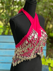 HOT PINK Tassel Hip Scarf, Belly Dance Belt Performance Skirt Bra. Belly Dance Hip Scarf Skirt Waist Chance Dance Belt Festival Clothing