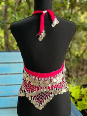 HOT PINK Tassel Hip Scarf, Belly Dance Belt Performance Skirt Bra. Belly Dance Hip Scarf Skirt Waist Chance Dance Belt Festival Clothing