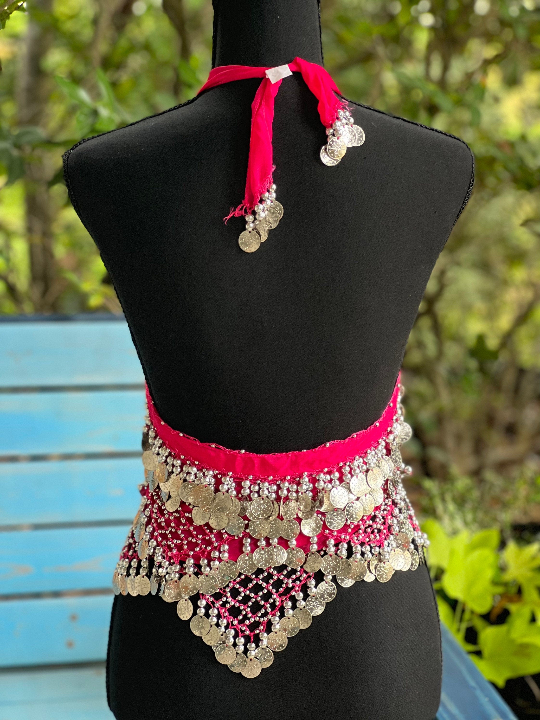 HOT PINK Tassel Hip Scarf, Belly Dance Belt Performance Skirt Bra. Belly Dance Hip Scarf Skirt Waist Chance Dance Belt Festival Clothing