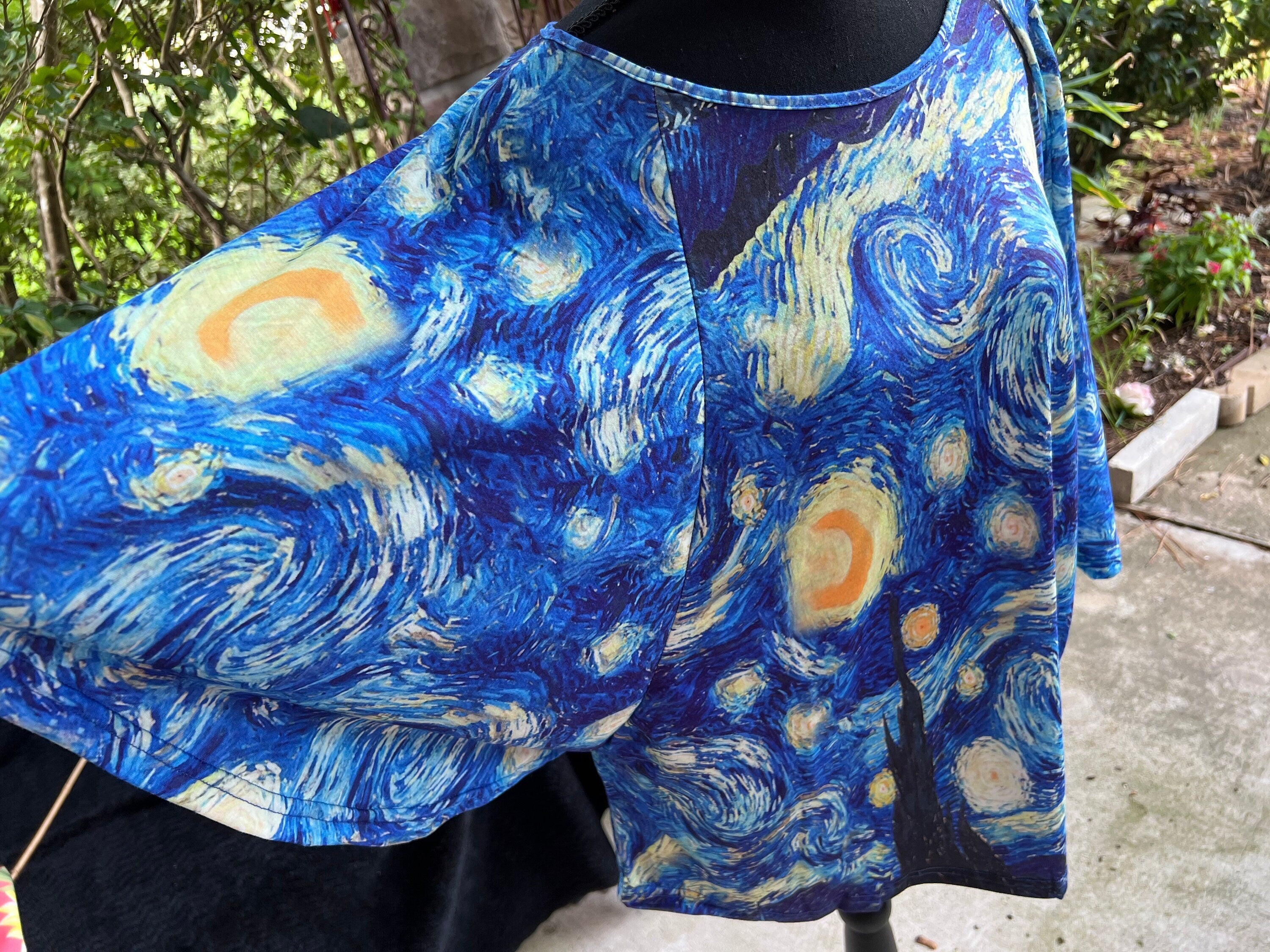 Starry Night by Van Gogh Loose Fit Batwing Top: Artistic Elegance with Iconic Masterpiece Print, Effortlessly Stylish and Comfortable Design