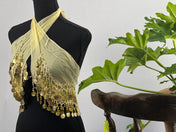 Light yellow Tassel Hip Scarf, Belly Dance Belt Performance Skirt. Belly Dance Hip Scarf Skirt Waist Chance Dance Belt Festival Clothing