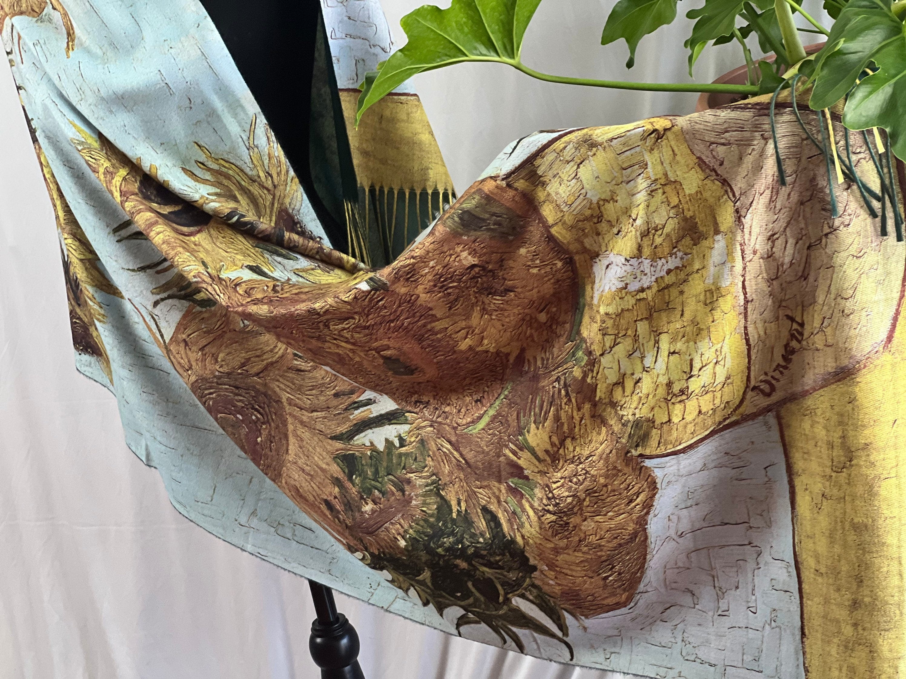 SUNFLOWERS painting by Van Gogh Soft Wool Winter Tassel Ending Van Gogh Shawl Van Gogh Gift Classic Art Shawl Wrap Cozy Wrap Large Scarf