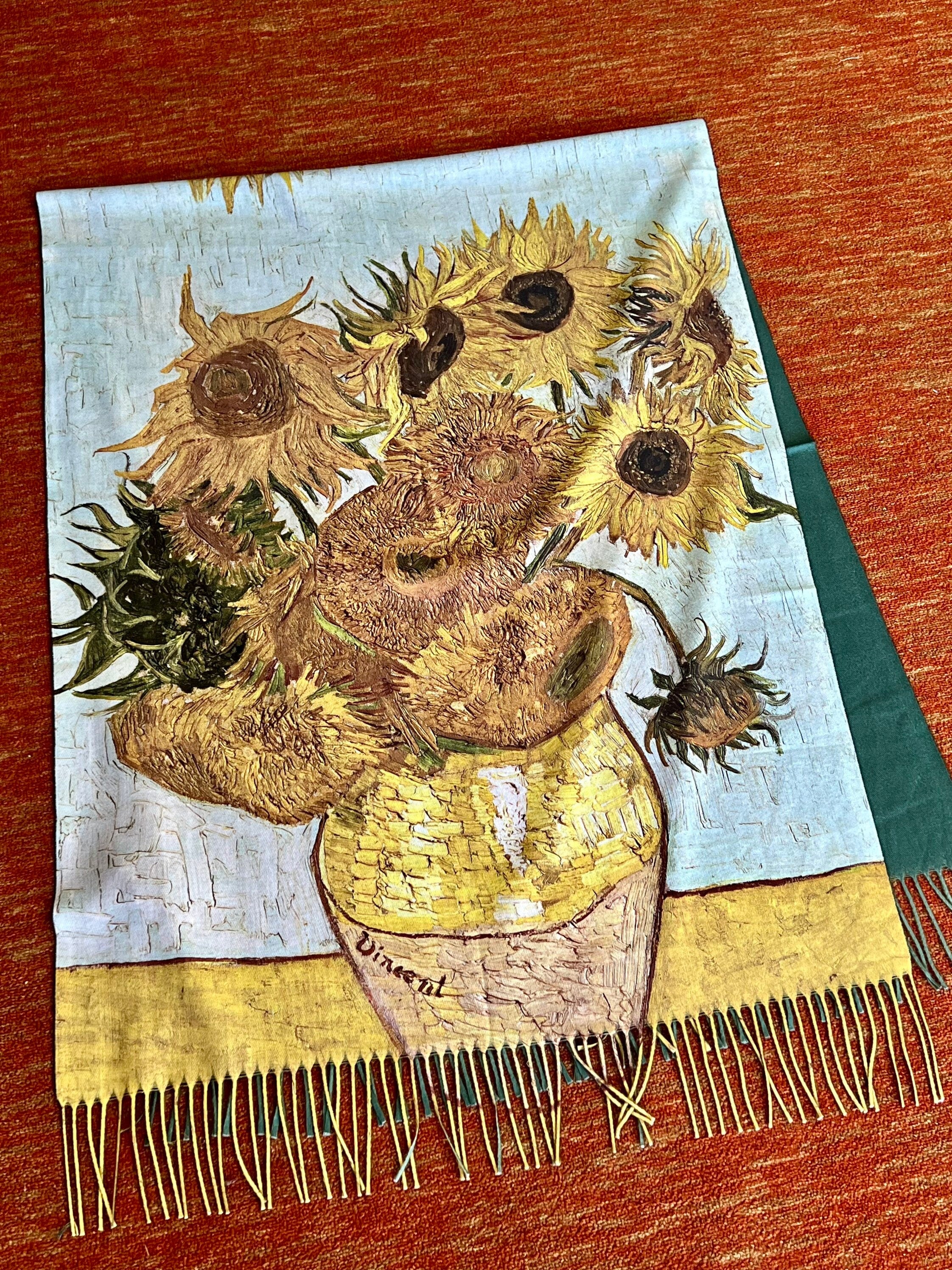 SUNFLOWERS painting by Van Gogh Soft Wool Winter Tassel Ending Van Gogh Shawl Van Gogh Gift Classic Art Shawl Wrap Cozy Wrap Large Scarf