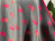 Cat print winter scarf gray and pink