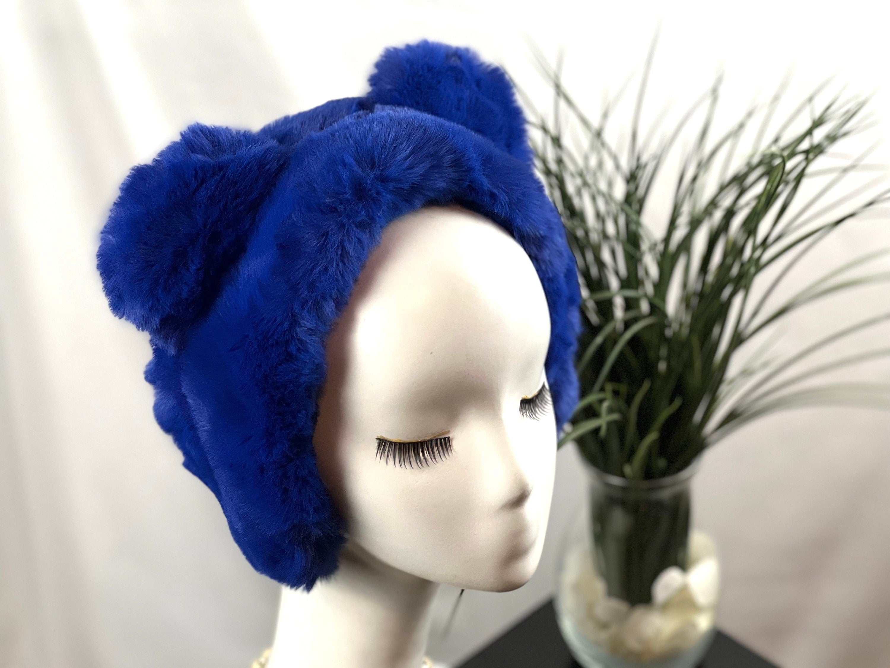 Royal Blue Winter Earmuff Soft Faux Fur