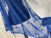 Royal blue Tassel Sequin Scarf Glittering Mesh Scarf,  Mesh Sequin Wedding Cape Fringed Evening Shawl, Bling Elegant Wrap