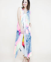 Summer Tie Dye Sleeveless Kimono blouse Summer kimono Resort cruise kimono lightweight kimono Beach coverup Art Lover Kimono