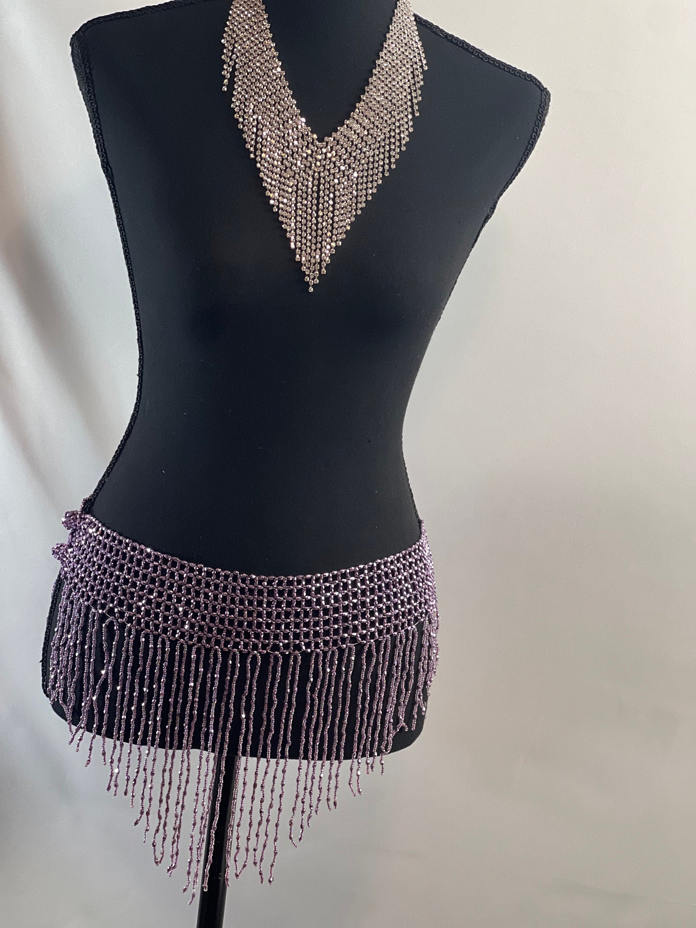 Lavender Purple Tassel Hip Scarf, Belly Dance Belt Performance Skirt. Belly Dance Hip Scarf Skirt Waist Chance Dance Belt Festival Clothing