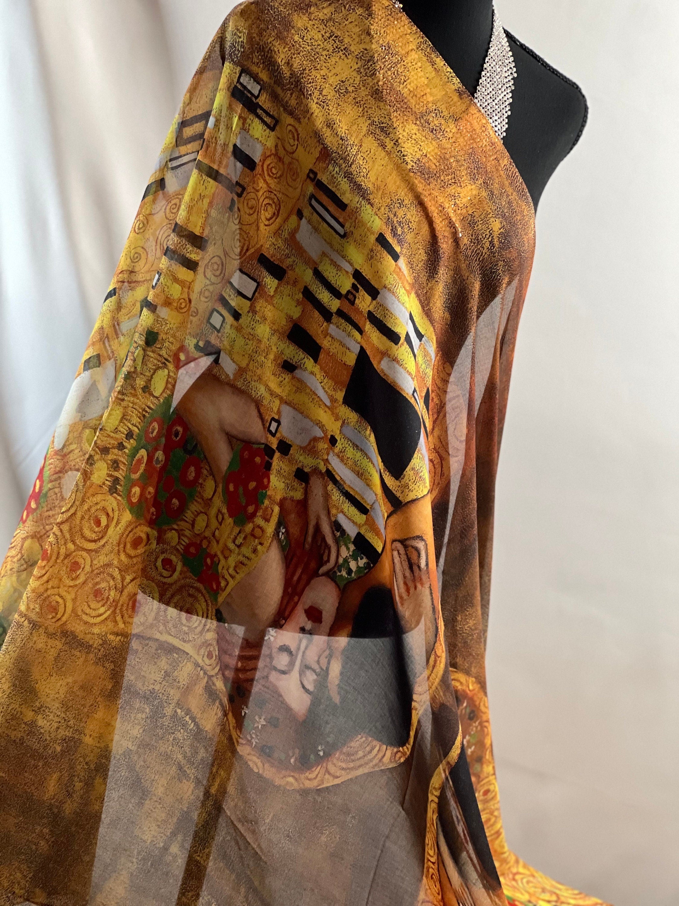 The Kiss by Gustav Klimt scarf, Gustav Klimt shawl, Summer wrap. Gustav Klimt art gift