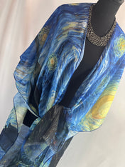 Starry Night Kimono Art print the Starry Night by Van Gogh blouse, Starry Night Van Gogh kimono, Summer wrap Summer wear beach coverup