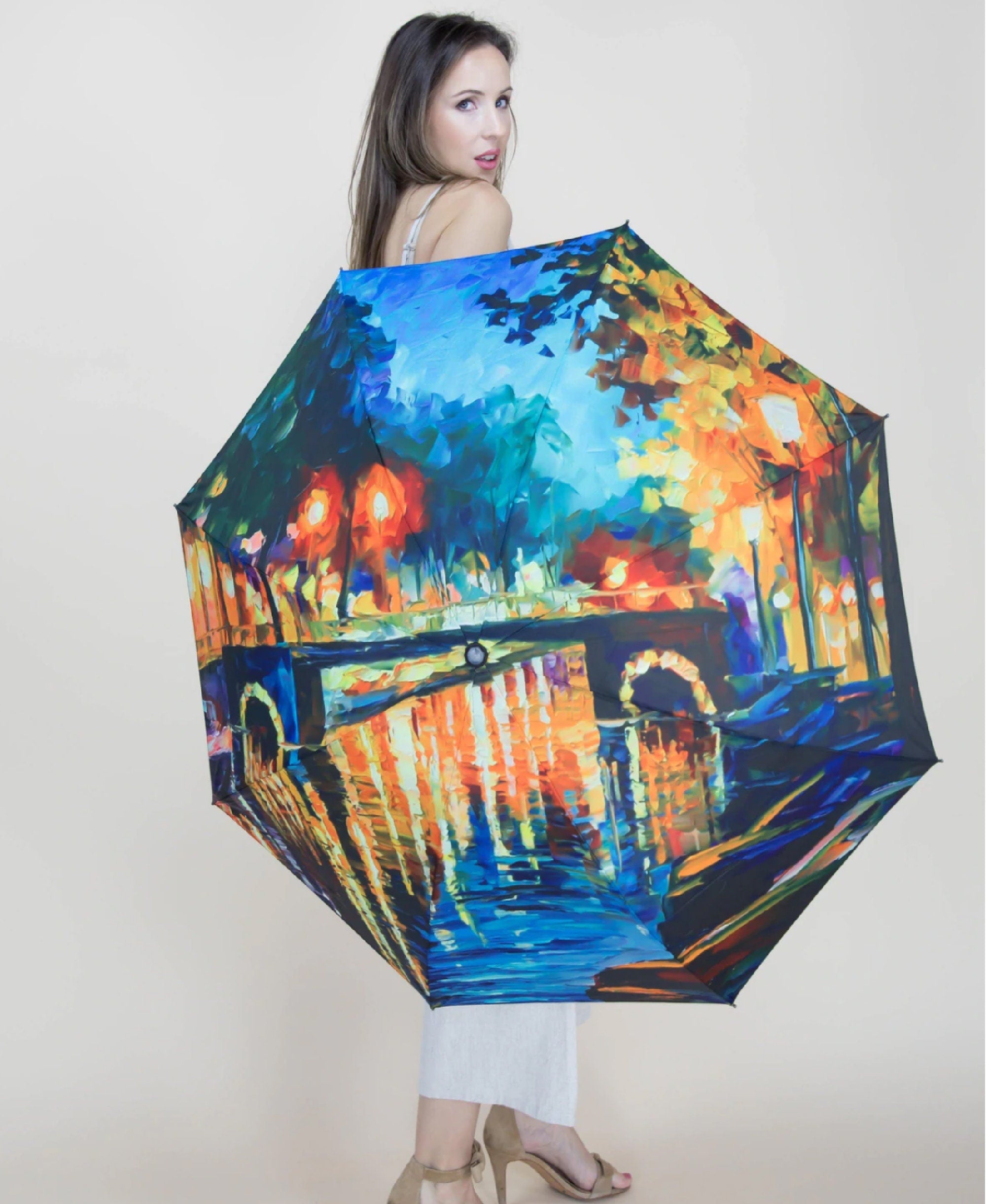 Les Jardin Umbrella. Van Gogh umbrella. Art print umbrella. Summer rain umbrella. Gift art umbrella. Starry Night umbrella