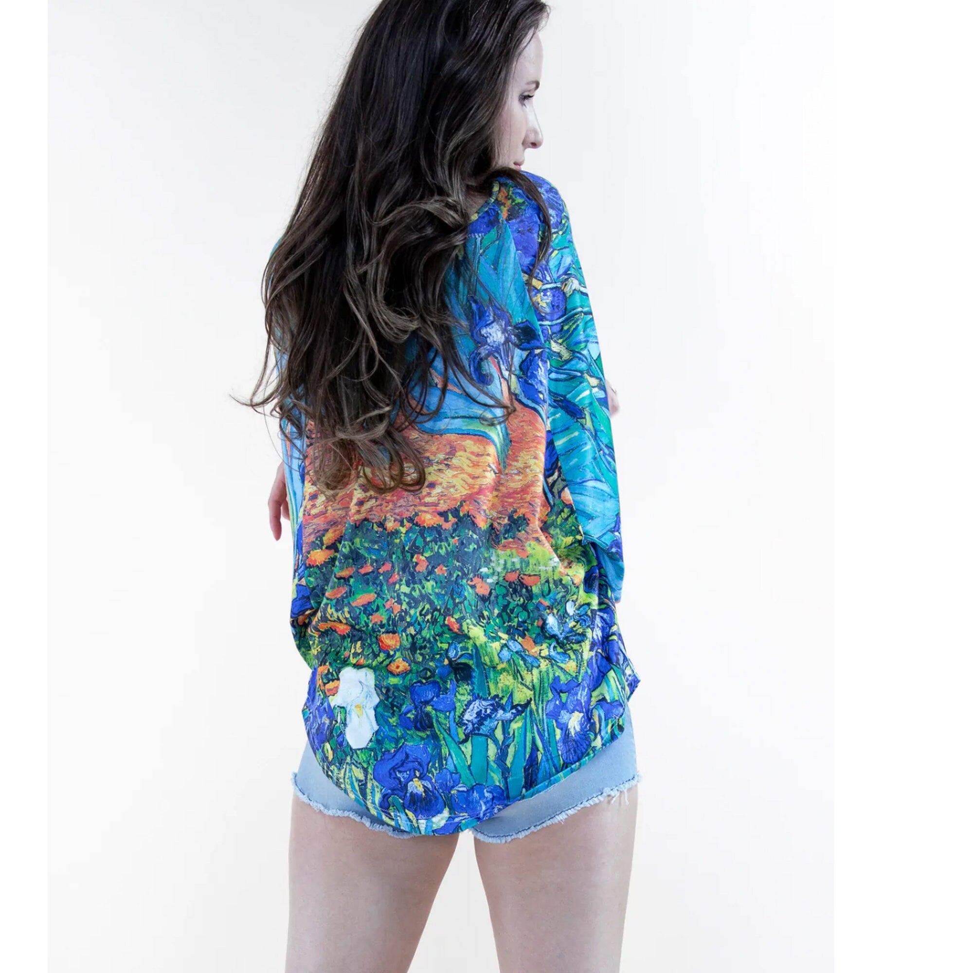 Irises by Van Gogh Loose Fit Batwing Top: A Floral Masterpiece Adorns this Effortlessly Stylish and Comfortable Fashion Statement