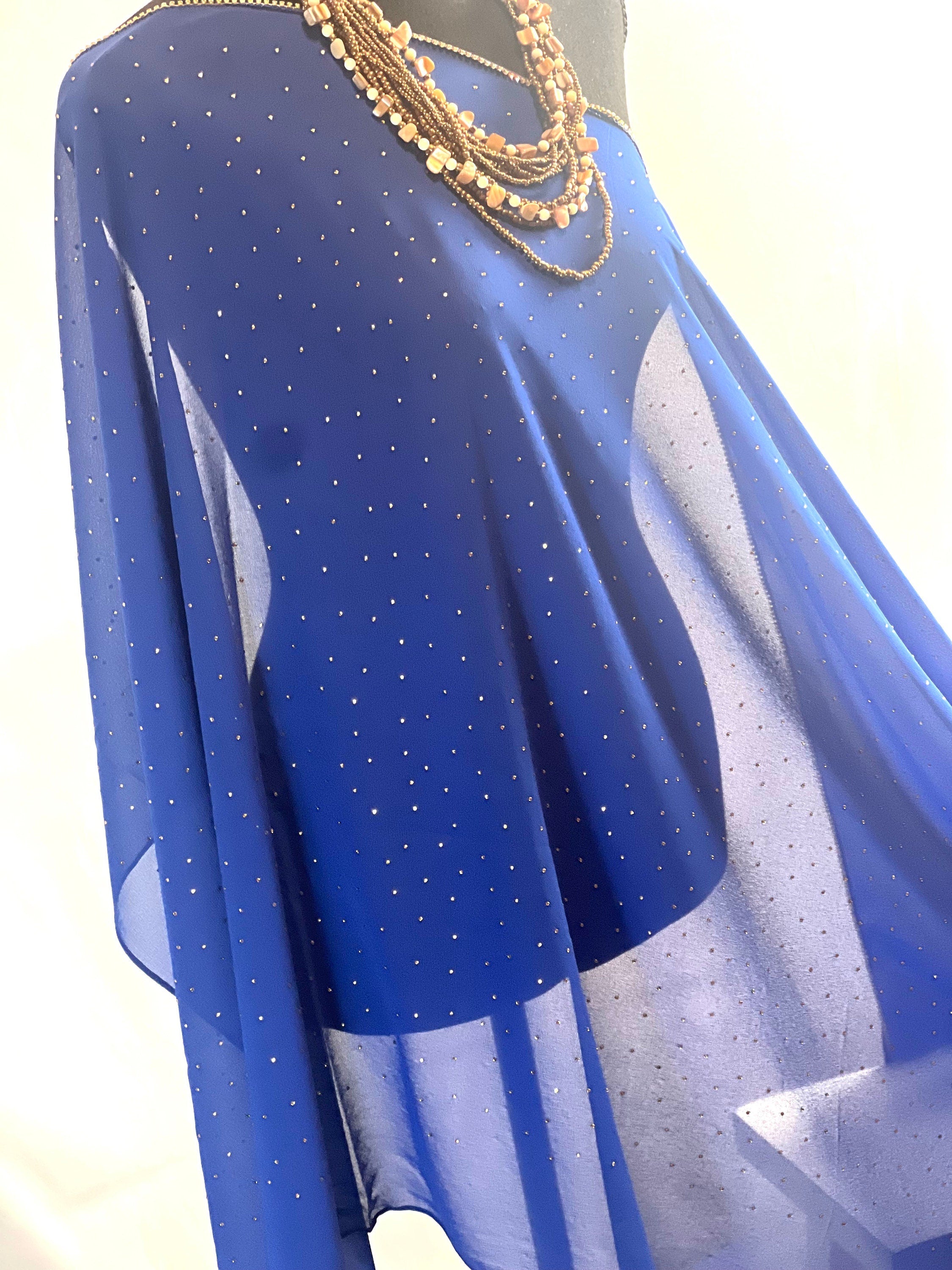 Royal Blue Scarf Rhinestone Elegance: Border Scarf Shawl with Sparkling Accents wedding shawl church cape party shawl birthday gift scarf