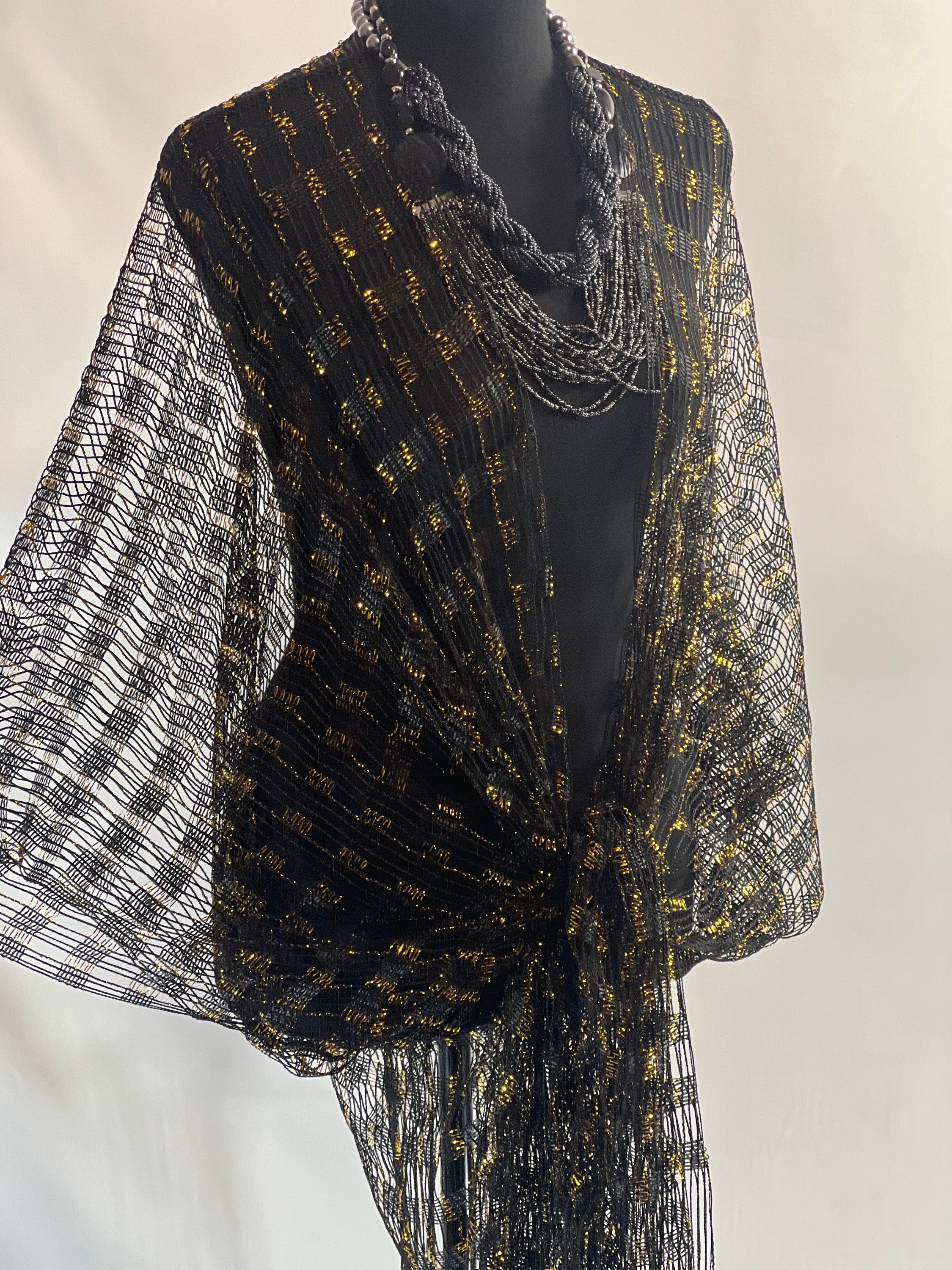 BLACK Mesh Summer Kimono Bling Gold Thread blouse Summer kimono Resort cruise kimono lightweight kimono Beach coverup Art Lover Kimono