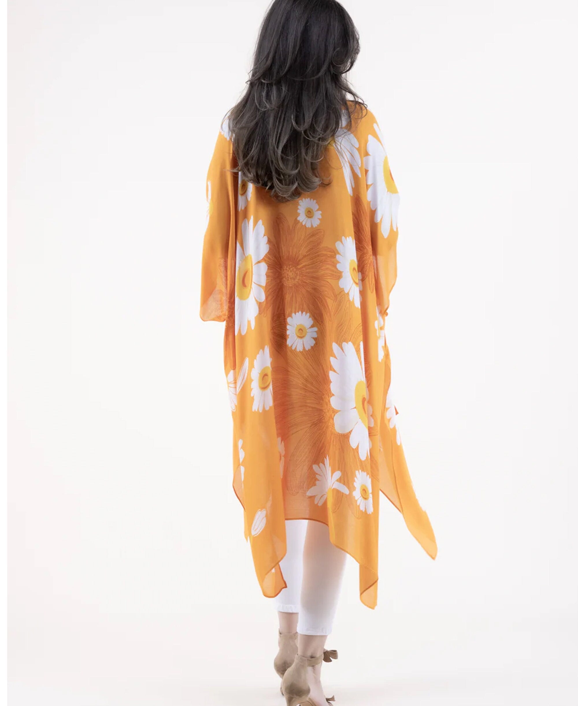 Summer Kimono Daisy Print blouse Summer kimono Resort cruise kimono lightweight kimono Beach coverup Art Lover Kimono