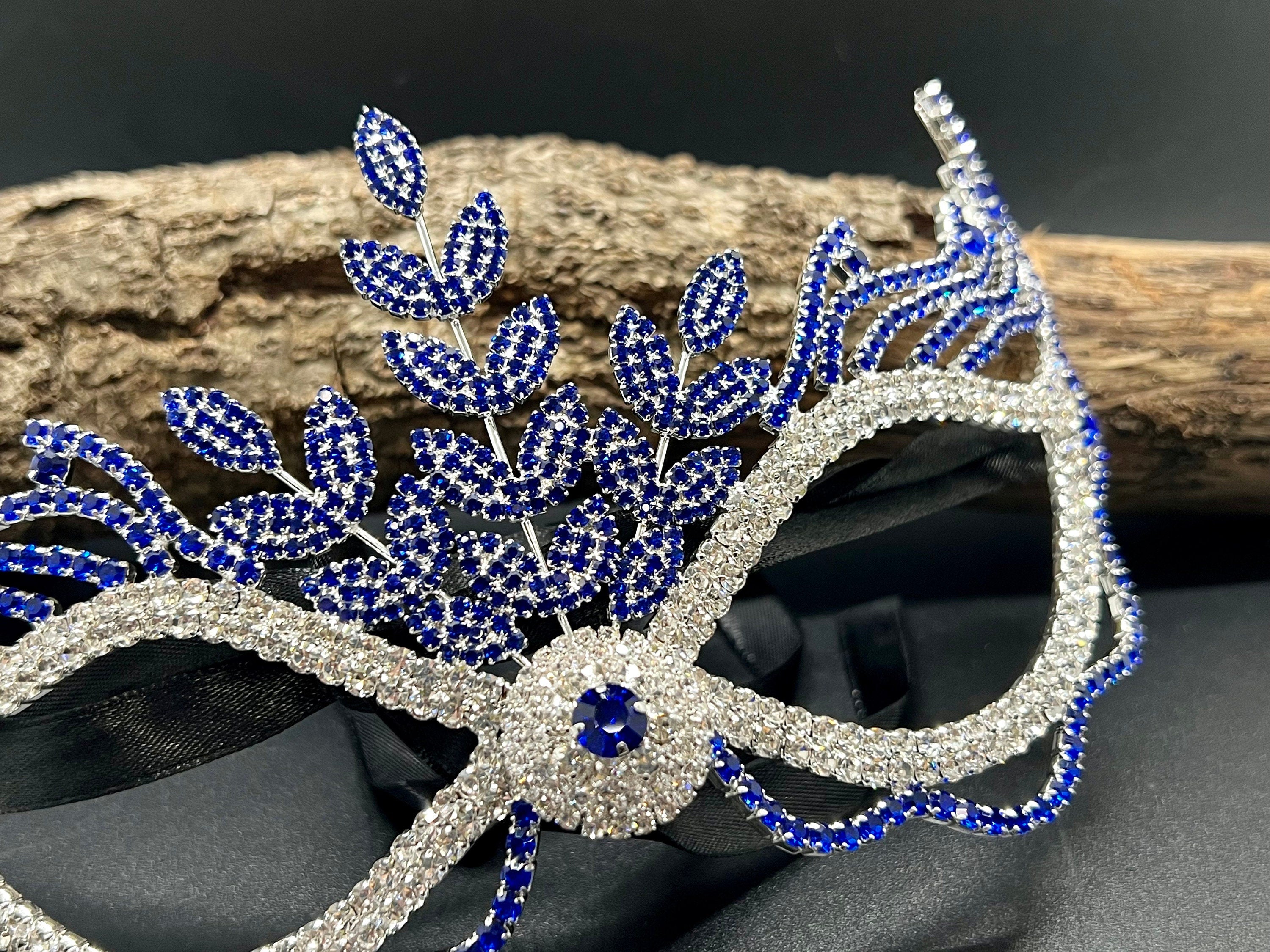 ROYAL BLUE Crystal Mardi Gras Mask. Masquerade Ball Dance Party Mask. Wedding crystal mask. Prom crystal mask. Party eye mask